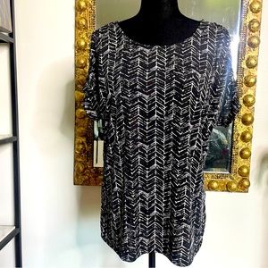 Jaclyn Smith Women’s Cap-sleeve Black & White Blouse Size Large